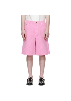 Casablanca Pink Laser Monogram Denim Shorts