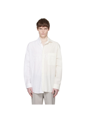 MM6 Maison Margiela Off-White & Blue Numeric Asymmetric Shirt