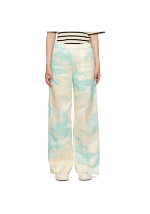 Jil Sander Off-White & Blue Graphic Trousers