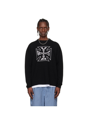 VETEMENTS Black Double Biker Cross Logo Sweater