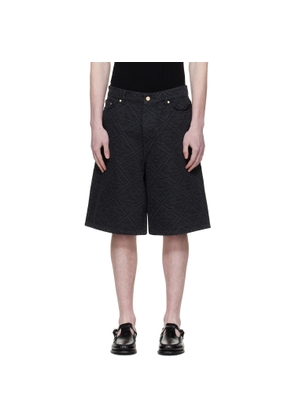 Casablanca Black Laser Monogram Denim Shorts