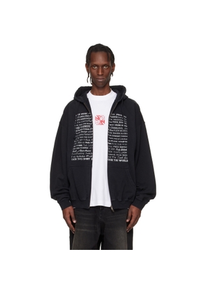 VETEMENTS Black 'Fuck Everything' Zip-Up Hoodie