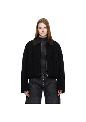 Jean Paul Gaultier Black Heavy Wool Bomber Jacket