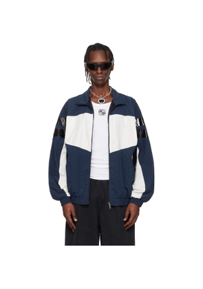 VETEMENTS Navy & White Taped Track Jacket