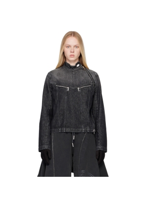 Jean Paul Gaultier Black Detachable Glove Denim Jacket