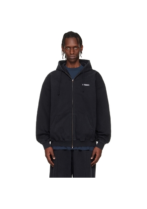 VETEMENTS Black Iconic Logo Zip-Up Hoodie