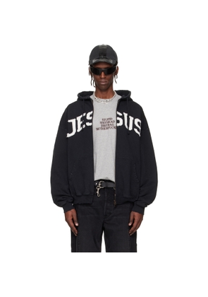 VETEMENTS Black 'Jesus Christ' Zip-Up Hoodie