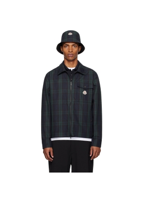 Moncler Black & Green Checked Cotton Gabardine Shirt