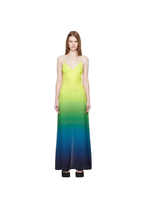 Casablanca Green & Blue Jacquard Monogram Gradient Maxi Dress