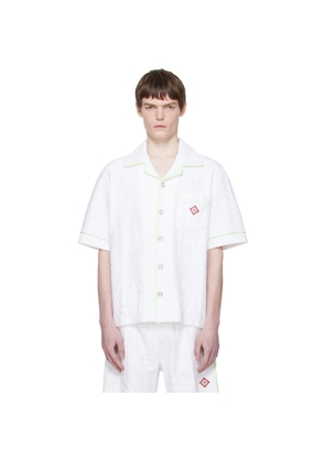 Casablanca White Towelling Monogram Short Sleeve Shirt