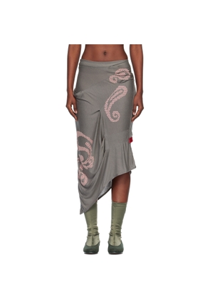 Kiko Kostadinov Gray Raven Midi Skirt