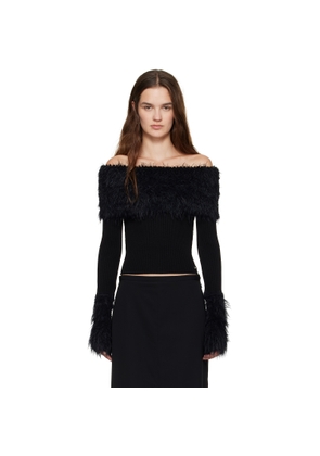 Jean Paul Gaultier Black Viscose Ribbed & Hairy Sweater