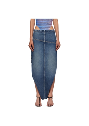 Jean Paul Gaultier Blue Internal Belt & Zipped Opening Denim Maxi Skirt