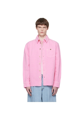 Casablanca Pink Laser Monogram Denim Shirt