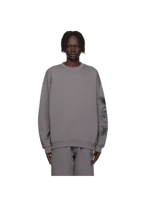 Y-3 Gray Graphic Crew Sweatshirt
