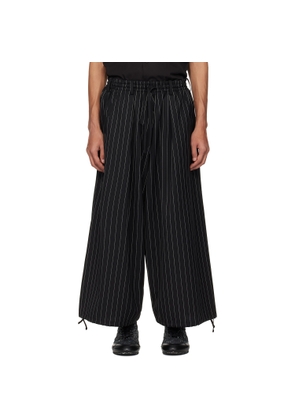 Y-3 Black Refined Wool Cropped Wide Leg Trousers
