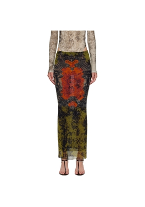 Jean Paul Gaultier Khaki & Orange 'The Long Médaillon' Midi Skirt