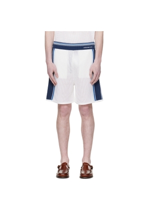 Casablanca Off-White & Blue Striped Mesh Track Shorts