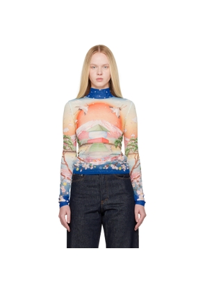 Casablanca Multicolor Printed Mesh Top