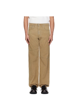 MM6 Maison Margiela Beige Straight-Leg Faux-Suede Jeans