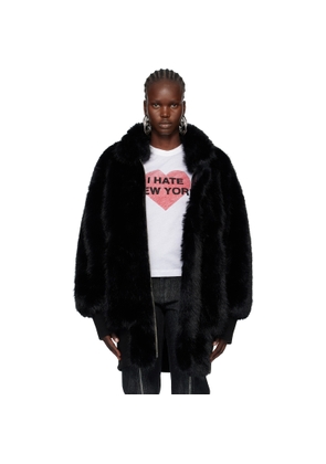 VAQUERA Black Faux-Fur Bomber Coat