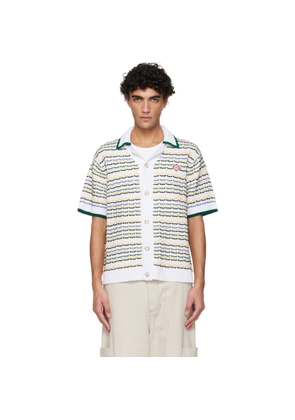 Casablanca White Tuck Stitch Short Sleeve Shirt