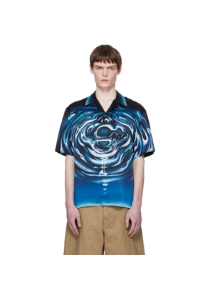 Casablanca Black & Blue Warped Logo Ripple Short Sleeve Shirt