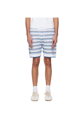 Casablanca White & Blue Tuck Stitch Shorts