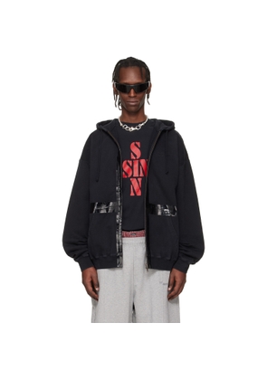 VETEMENTS Black Taped Zip-Up Hoodie