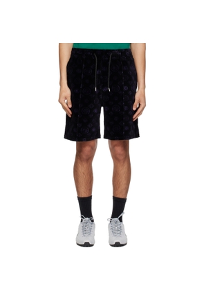 Casablanca Black & Purple Monogram Velour Shorts