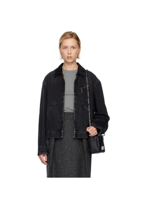 Maison Margiela Black Corduroy Collar Denim Jacket
