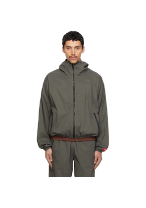 The North Face Khaki TNF Red Box Packable Hooded Wind Jacket