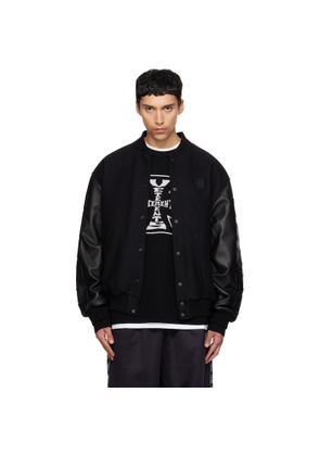 VETEMENTS Black Biker Cross Embroidered Varsity Bomber Jacket