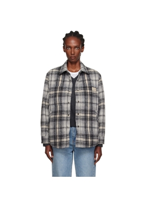 Dunst Gray Quilted Check Flannel Overshirt