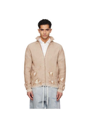 MM6 Maison Margiela Beige Ribbed Knit Jacket