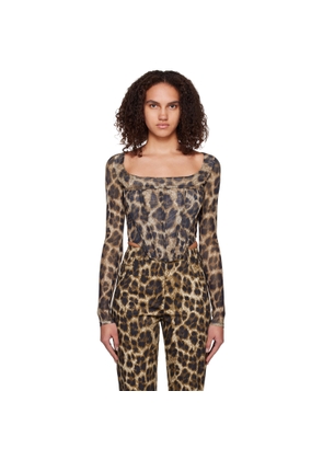 Miaou Brown Leopard Maude Long Sleeve Corset