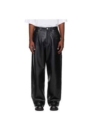 VETEMENTS Black Hip-Hop Leather Pants