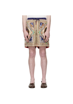 Casablanca Multicolor 'Plafond Orne De Musique' Silk Shorts