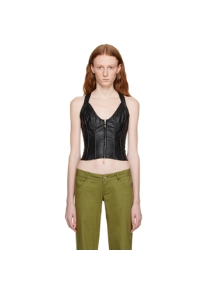 Miaou Black Hannah Jewett Edition Valda Faux-Leather Tank Top