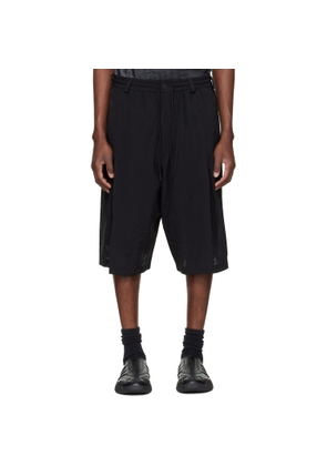 Y-3 Black Crinkle Pleated Shorts