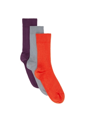 Baserange Three-Pack Multicolor Rib Overankle Socks