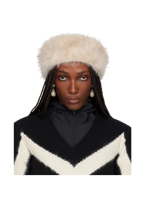 Valentino Garavani Beige VLogo Signature Faux-Fur Headband