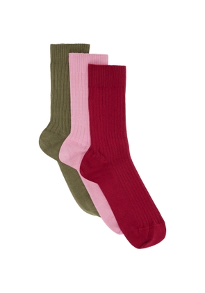 Baserange Three-Pack Multicolor Organic Cotton Rib Overankle Socks