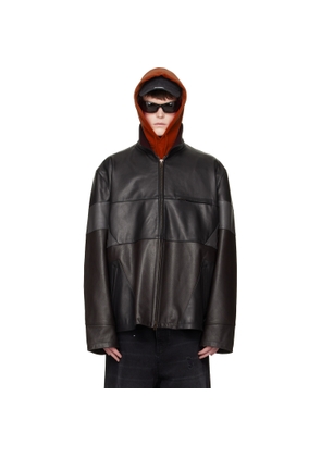 VETEMENTS Black & Brown Cut-Up Leather Jacket