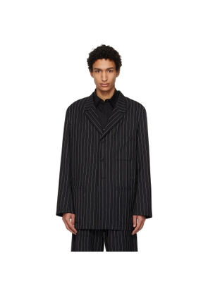 Y-3 Black Pinstripe Refined Wool Chore Blazer
