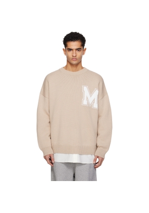 MM6 Maison Margiela Beige Two-In-One Varsity Knit Sweater
