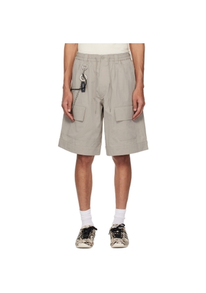 Y-3 Beige Wide Leg Cargo Shorts