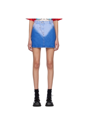 Pushbutton Blue Brief-Washed Denim Miniskirt