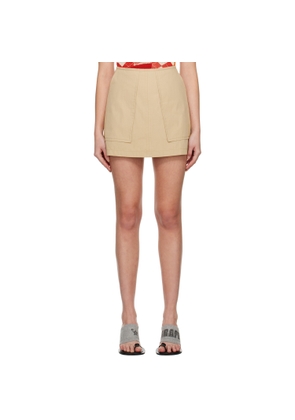 Pushbutton Beige A-Line Miniskirt