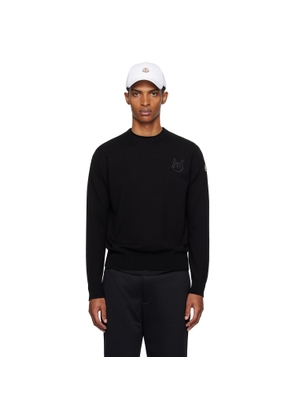 Moncler Black Embroidered Monogram Cotton Sweater